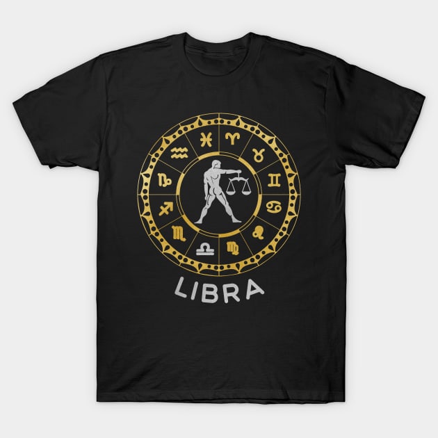 Libra Zodiac Circle T-Shirt by Whimsical Frank